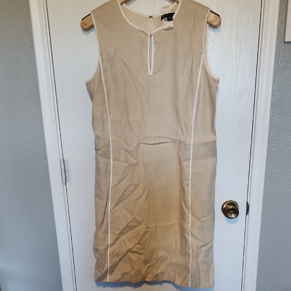 Brooks Brothers Beige Sleeveless Midi Dress